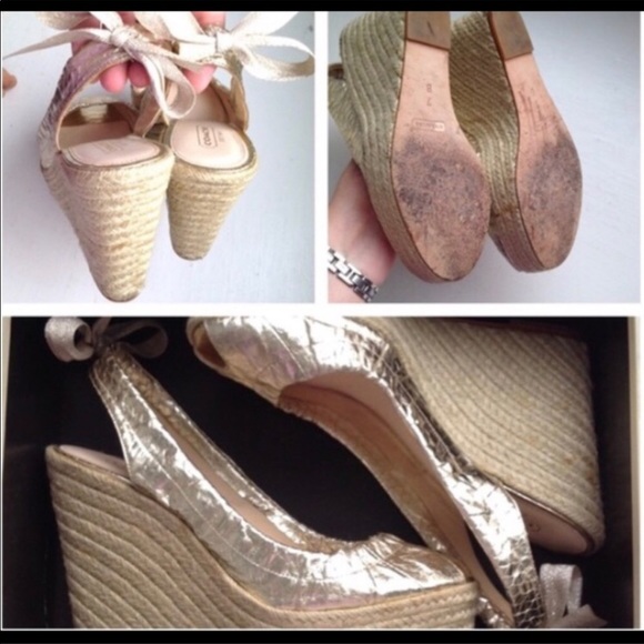 Coach Gold metallic Espadrilles wedge - Picture 5 of 5